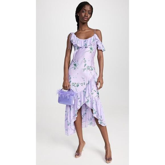 Cinq A Sept NWOT Kersti Silk Asymmetrical Maxi Dress Lavender Size 4 - Picture 1 of 9